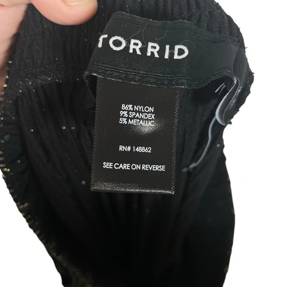 Torrid Pull On Wide Leg Stretch Lurex High-Rise Pant in Glitter Stripe Size 1X - Picture 13 of 16